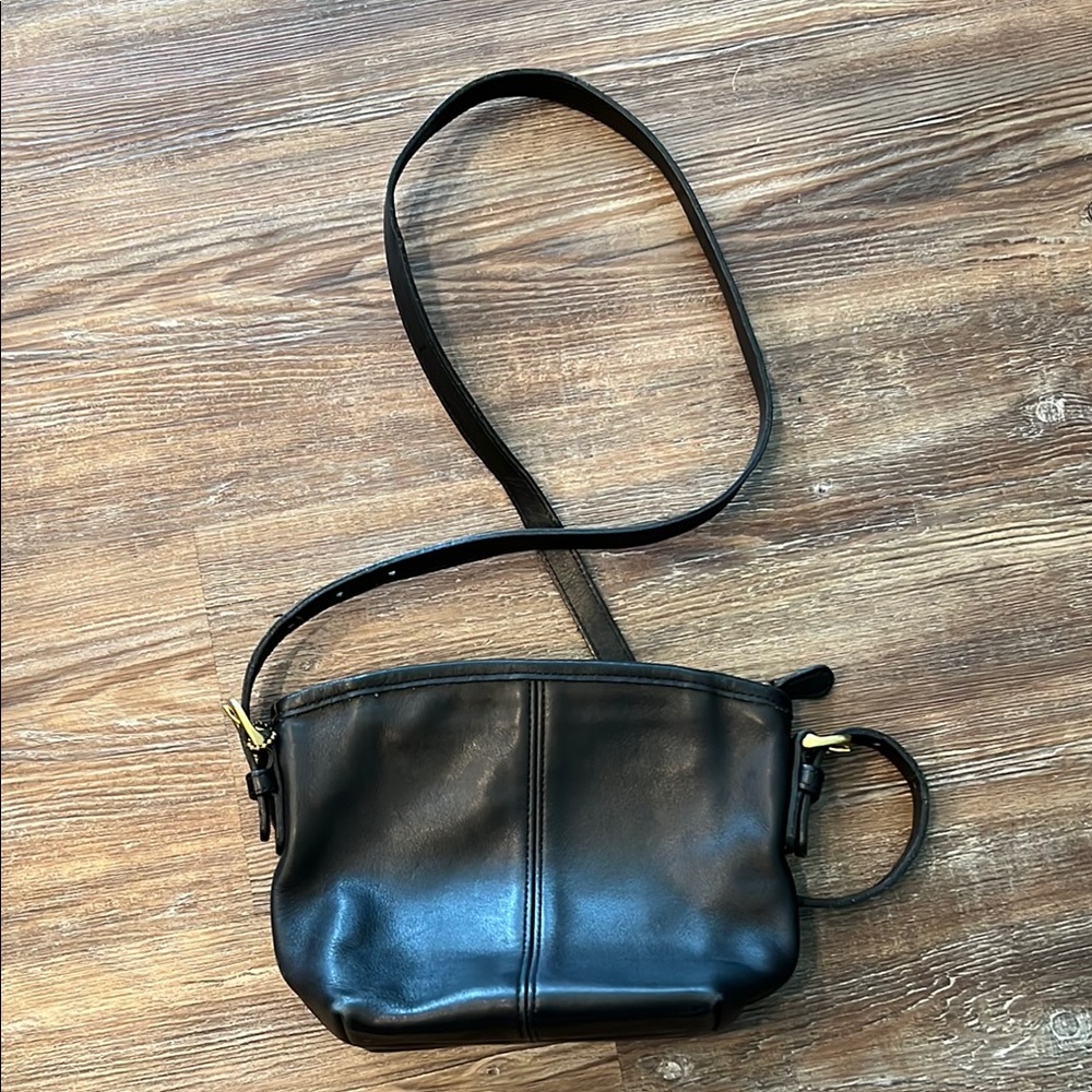 Mini Black Leather Coach Crossbody Bag